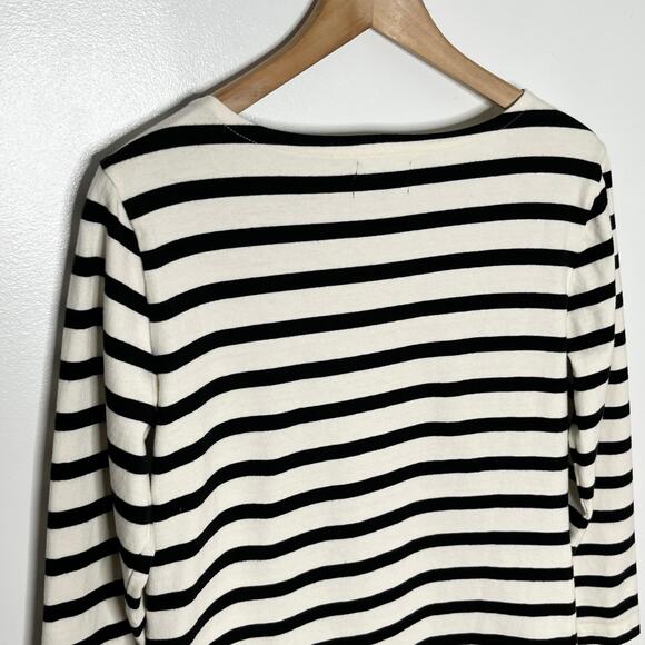 J. Crew Mariner Cloth Mini Shirt Dress XS Cream Black Stripe Nautical Coastal - Picture 9 of 10
